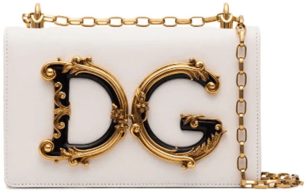 Dolce & Gabbana Barok DG Logo Schoudertas Dolce & Gabbana , White , Dames - ONE Size