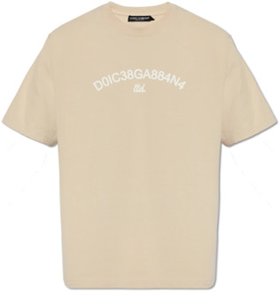 Dolce & Gabbana Bedrukt T-shirt Dolce & Gabbana , Beige , Heren - 2Xl,Xl,L,M,S