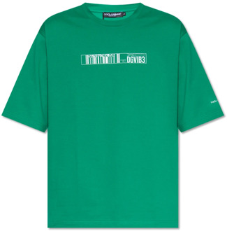 Dolce & Gabbana Bedrukt T-shirt Dolce & Gabbana , Green , Heren - Xl,L,S