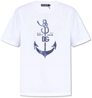 Dolce & Gabbana Bedrukt T-shirt Dolce & Gabbana , White , Heren - Xl,L,M