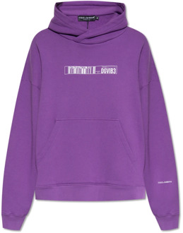 Dolce & Gabbana Bedrukte hoodie Dolce & Gabbana , Purple , Heren - Xl,L