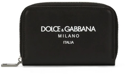 Dolce & Gabbana Bedrukte Portemonnee Dolce & Gabbana , Black , Heren - ONE Size