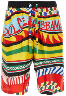 Dolce & Gabbana Bedrukte satijnen bermuda shorts, Herenmode Dolce & Gabbana , Multicolor , Heren - L,M