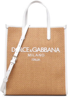Dolce & Gabbana Beige Geweven Raffia Winkel Tas Dolce & Gabbana , Brown , Dames - ONE Size