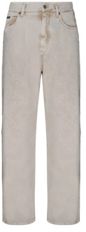 Dolce & Gabbana Beige Jeans met rafelrand Dolce & Gabbana , Beige , Heren - Xl,L,M