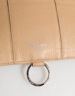Dolce & Gabbana Beige Kalfsleder Grote Crossbody Kaartenhouder Portemonnee