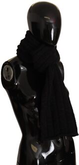 Dolce & Gabbana Black Virgin Wool gebreide Unisex Warmer Shawl Dames sjaal Zwart