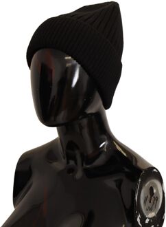 Dolce & Gabbana Black Wool Knit Women Winter Dameshoed Zwart - One Size