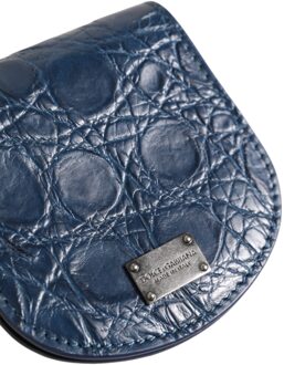 Dolce & Gabbana Blauwe Exotische Huid Munt Condom Houder Pocket Portemonnee - maat