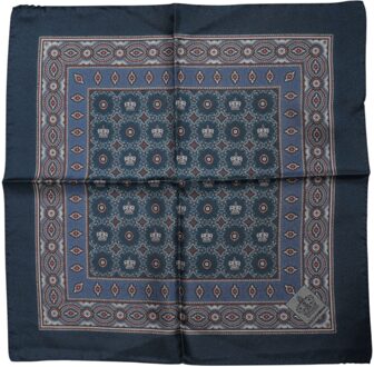 Dolce & Gabbana Blauwe Gedrukte Zijde Vierkante Mannen Foulard Sjaal