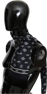 Dolce & Gabbana Blauwe Kroon Wikkel Sjaal 100% Zijde Sjaal - maat Veelkleurig