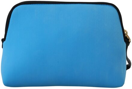 Dolce & Gabbana Blauwe Logo Print Handtas Luipaardprint Toilettas - maat