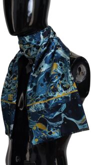 Dolce & Gabbana Blauwe Marmeren Pinstripe Versleten Heren Sjaal