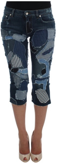 Dolce & Gabbana Blauwe Patchwork Jeans Shorts Dolce & Gabbana , Black , Dames - 3XS