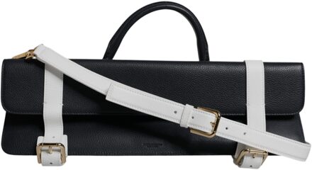 Dolce & Gabbana Blauwe Witte Kalfsleer Crossbody Schoudertas - maat Blauw en wit