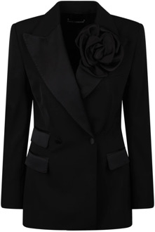 Dolce & Gabbana Blazer met Bloemenapplicatie en Dubbele Rij Knopen Dolce & Gabbana , Black , Dames - XS