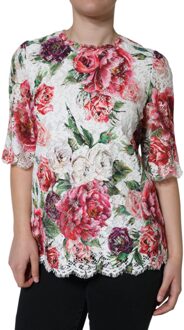 Dolce & Gabbana Bloemenkant Top Wit - EU 38 / UK 10