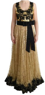 Dolce & Gabbana Bloemenkanten jurk voor speciale gelegenheden Dolce & Gabbana , Yellow , Dames