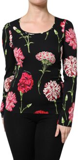 Dolce & Gabbana Bloemenprint Lange Mouw Blouse Zwart - EU 40 / UK 12