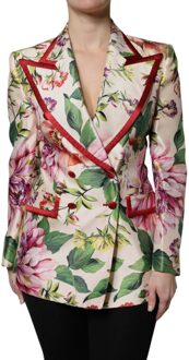 Dolce & Gabbana Bloemige Dubbelgeknopte Blazer Ivoor - EU 40 / UK 12