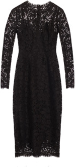 Dolce & Gabbana Bloemmotief kanten jurk Dolce & Gabbana , Black , Dames - S,Xs