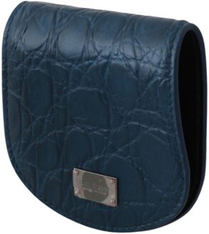 Dolce & Gabbana Blue Leather Holder Pocket Condoom Heren Case Blauw - One Size