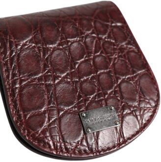 Dolce & Gabbana Bordeaux Exotische Huid Munt Condom Houder Pocket Portemonnee - maat Bruin
