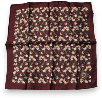 Dolce & Gabbana Bordeaux Oranje Zijden Vierkante Zakdoek Sjaal Kastanjebruin