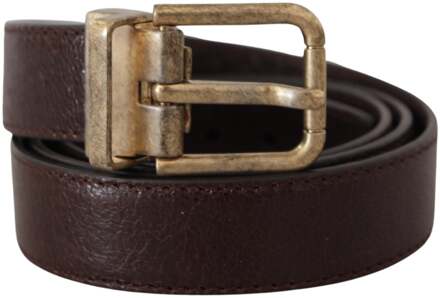 Dolce & Gabbana Bruin Kalfsleer Vintage Logo Metalen Gespriemg - 95 cm