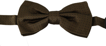 Dolce & Gabbana bruin polka stippen zijde verstelbare hals Papillon heren stropdas - One Size