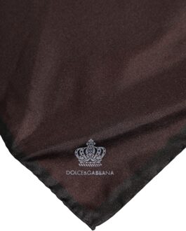 Dolce & Gabbana Bruine DG Crown Zijde Vierkante Mannen Foulard Sjaal