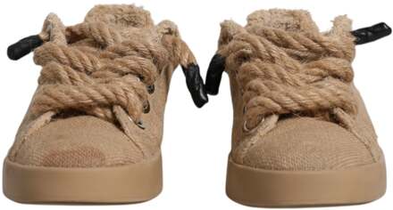 Dolce & Gabbana Bruine Jute Stoffen Lage Sneakers voor Mannen - maat EU 42