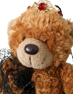 Dolce & Gabbana Bruine Teddybeer Gouden Kristallen Kroon Haarband Diadeem