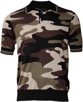 Dolce & Gabbana Camouflage Poloshirt Tsh87710 - maat Salie Groen