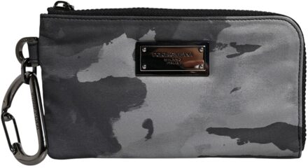Dolce & Gabbana Camouflage Sleutelhanger Portemonnee Met Ritssluiting Grijs