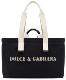 Dolce & Gabbana Canvas Schoudertas met Logo Print Dolce & Gabbana , Blue , Heren - ONE Size