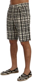 Dolce & Gabbana Casual Shorts Zwart Witte Ruit Ivoor