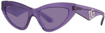 Dolce & Gabbana Cat-Eye Zonnebril Fleur Paarse Lenzen Dolce & Gabbana , Purple , Unisex - 55 MM
