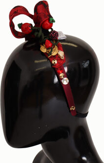 Dolce & Gabbana Cherry Silk Crystal Bow Logo Diadeem Tiara Dameshoofdband Rood - One Size