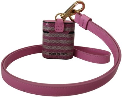 Dolce & Gabbana Chic Leren AirPods Hoes in Vrouwen Roze - One Size