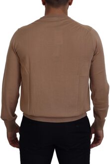Dolce & Gabbana Crewneck Trui Beige Embleem - maat EU 48 Bruin