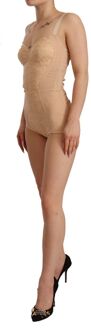 Dolce & Gabbana Dames Beige Nylon Bloem Lace Bodysuit - EU 34 / UK 6