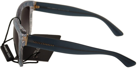 Dolce & Gabbana Dames Blauwe Kant Acetaat Grijze Lens Logo Zonnebril Zwart
