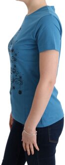 Dolce & Gabbana Dames Blauwe Katoenen 2017 Motief T-Shirt - maat EU 40 / UK 12