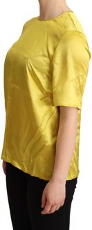 Dolce & Gabbana Dames Gele Zijde Korte Mouwen Blouse T-shirt Veelkleurig - EU 38 / UK 10