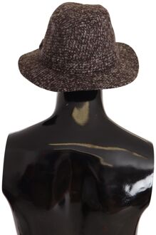 Dolce & Gabbana Dames Grijs Melange Geweven Textuur Tweed Hoed - maat Zwart