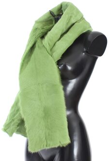 Dolce & Gabbana Dames Lange Sjaal van Groen Geitenbont Zwart - One Size
