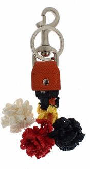 Dolce & Gabbana Dames Multicolor Raffia Leren Sluiting Vinder Ketting Sleutelhanger Veelkleurig