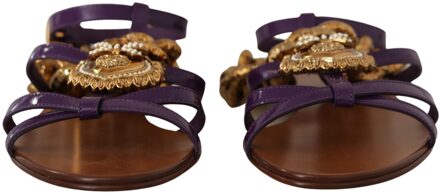 Dolce & Gabbana Dames Paarse Lederen Devotie Sandalen - EU 38 / UK 5