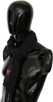 Dolce & Gabbana Dames Sjaal Grijs #DGLovesLondon Wollen Omslagdoek - maat Zwart